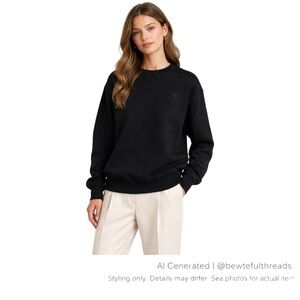 Black Quiet Luxury Minimalist Crewneck Sweatshirt S/M